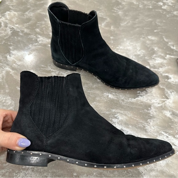 Rebecca Minkoff Madysin Black Suede Silver Studded Booties size 7 - Picture 1 of 13